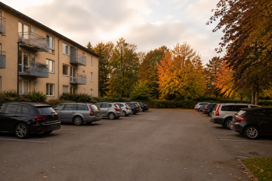 En av föreningens 40 parkeringsplatser